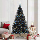 Kunstig Forbelyst Juletræ med 300 LED'er Sort 210 cm PVC