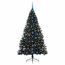Kunstig Forbelyst Juletræ med 300 LED'er Sort 210 cm PVC