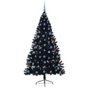 Kunstig Forbelyst Juletræ med 300 LED'er Sort 210 cm PVC