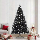 Kunstig Forbelyst Juletræ med 300 LED'er Sort 240 cm PVC