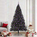 Kunstig Forbelyst Juletræ med 300 LED'er Sort 240 cm PVC