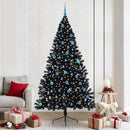 Kunstig Forbelyst Juletræ med 300 LED'er Sort 240 cm PVC