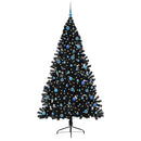 Kunstig Forbelyst Juletræ med 300 LED'er Sort 240 cm PVC