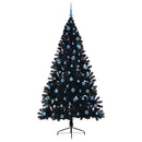 Kunstig Forbelyst Juletræ med 300 LED'er Sort 240 cm PVC