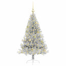 Kunstig Forbelyst Juletræ med 150 LED'er Sølv 120 cm PET