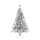 Kunstig Forbelyst Juletræ med 150 LED'er Sølv 150 cm PET