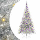 Kunstig Forbelyst Juletræ med 300 LED'er Sølv 210 cm PET