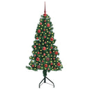 Hjørne Kunstigt Juletræ med 150 LED'er Grøn 150 cm PVC og metal