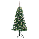 Hjørne Kunstigt Juletræ med 150 LED'er Grøn 150 cm PVC og metal