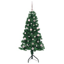 Hjørne Kunstigt Juletræ med 150 LED'er Grøn 150 cm PVC og metal