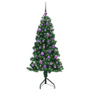 Hjørne Kunstigt Juletræ med 150 LED'er Grøn 150 cm PVC og metal