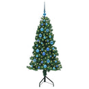 Hjørne Kunstigt Juletræ med 150 LED'er Grøn 150 cm PVC og metal