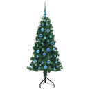 Hjørne Kunstigt Juletræ med 150 LED'er Grøn 150 cm PVC og metal