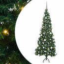 Hjørne Kunstigt Juletræ med 300 LED'er Grøn 180 cm PVC og metal