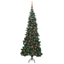 Hjørne Kunstigt Juletræ med 300 LED'er Grøn 180 cm PVC og metal