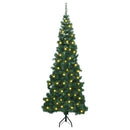 Hjørne Kunstigt Juletræ med 300 LED'er Grøn 240 cm PVC og metal