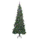 Hjørne Kunstigt Juletræ med 300 LED'er Grøn 240 cm PVC og metal