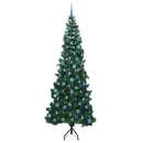 Hjørne Kunstigt Juletræ med 300 LED'er Grøn 240 cm PVC og metal