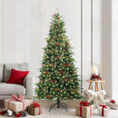 Kunstigt Hinged Juletræ med 300 LED'er Grøn 210 cm PE og PVC