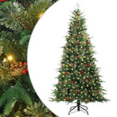 Kunstigt Hinged Juletræ med 300 LED'er Grøn 210 cm PE og PVC