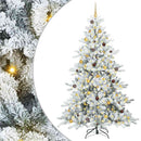 Kunstigt Hinged Juletræ med 300 LED'er Hvid 240 cm PVC og Stål