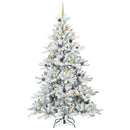 Kunstigt Hinged Juletræ med 300 LED'er Hvid 240 cm PVC og Stål