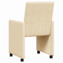 Spisebordsstole med hjul med hjul 2 pcs Creme 57 x 66 x 94 cm
