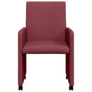 Spisebordsstole med hjul 2 pcs Vinrød 57 x 66 x 94 cm Stof