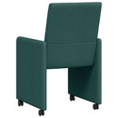 Spisebordsstole med hjul 2 pcs Mørkegrøn 57 x 66 x 94 cm Stof