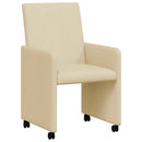 Spisebordsstole med hjul 2 pcs Creme 57 x 66 x 94 cm Stof