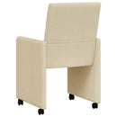 Spisebordsstole med hjul 2 pcs Creme 57 x 66 x 94 cm Stof
