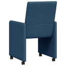 Spisebordsstole med hjul 2 pcs Blå 57 x 66 x 94 cm Stof