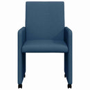 Spisebordsstole med hjul 2 pcs Blå 57 x 66 x 94 cm Stof