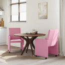 Spisebordsstole med hjul 2 pcs Lyserød 57 x 66 x 94 cm Stof
