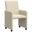 Spisebordsstole med hjul 2 pcs Creme 57 x 66 x 94 cm Kunstlæder