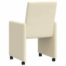 Spisebordsstole med hjul 2 pcs Creme 57 x 66 x 94 cm Kunstlæder