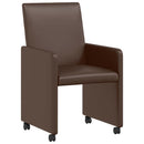 Spisebordsstole med hjul 2 pcs Brun 57 x 66 x 94 cm Kunstlæder