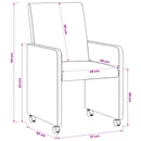 Spisebordsstole med hjul med hjul 2 pcs Vinrød 57 x 66 x 94 cm
