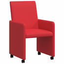Spisebordsstole med hjul 2 pcs Rød 57 x 66 x 94 cm Kunstlæder