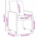 Spisebordsstole med hjul 2 pcs Sort 57 x 66 x 94 cm Kunstlæder