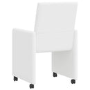 Spisebordsstole med hjul 2 pcs Hvid 57 x 66 x 94 cm Kunstlæder