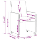 Spisebordsstole med hjul med hjul 2 pcs Lysegrå 57 x 66 x 94 cm