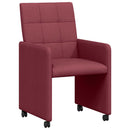 Spisebordsstole med hjul 2 pcs Vinrød 58 x 65 x 94 cm Stof