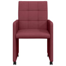 Spisebordsstole med hjul 2 pcs Vinrød 58 x 65 x 94 cm Stof