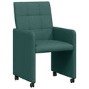 Spisebordsstole med hjul 2 pcs Mørkegrøn 58 x 65 x 94 cm Stof