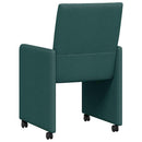 Spisebordsstole med hjul 2 pcs Mørkegrøn 58 x 65 x 94 cm Stof