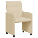 Spisebordsstole med hjul 2 pcs Creme 58 x 65 x 94 cm Stof