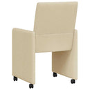 Spisebordsstole med hjul 2 pcs Creme 58 x 65 x 94 cm Stof