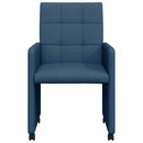 Spisebordsstole med hjul 2 pcs Blå 58 x 65 x 94 cm Stof