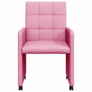 Spisebordsstole med hjul 2 pcs Lyserød 58 x 65 x 94 cm Stof